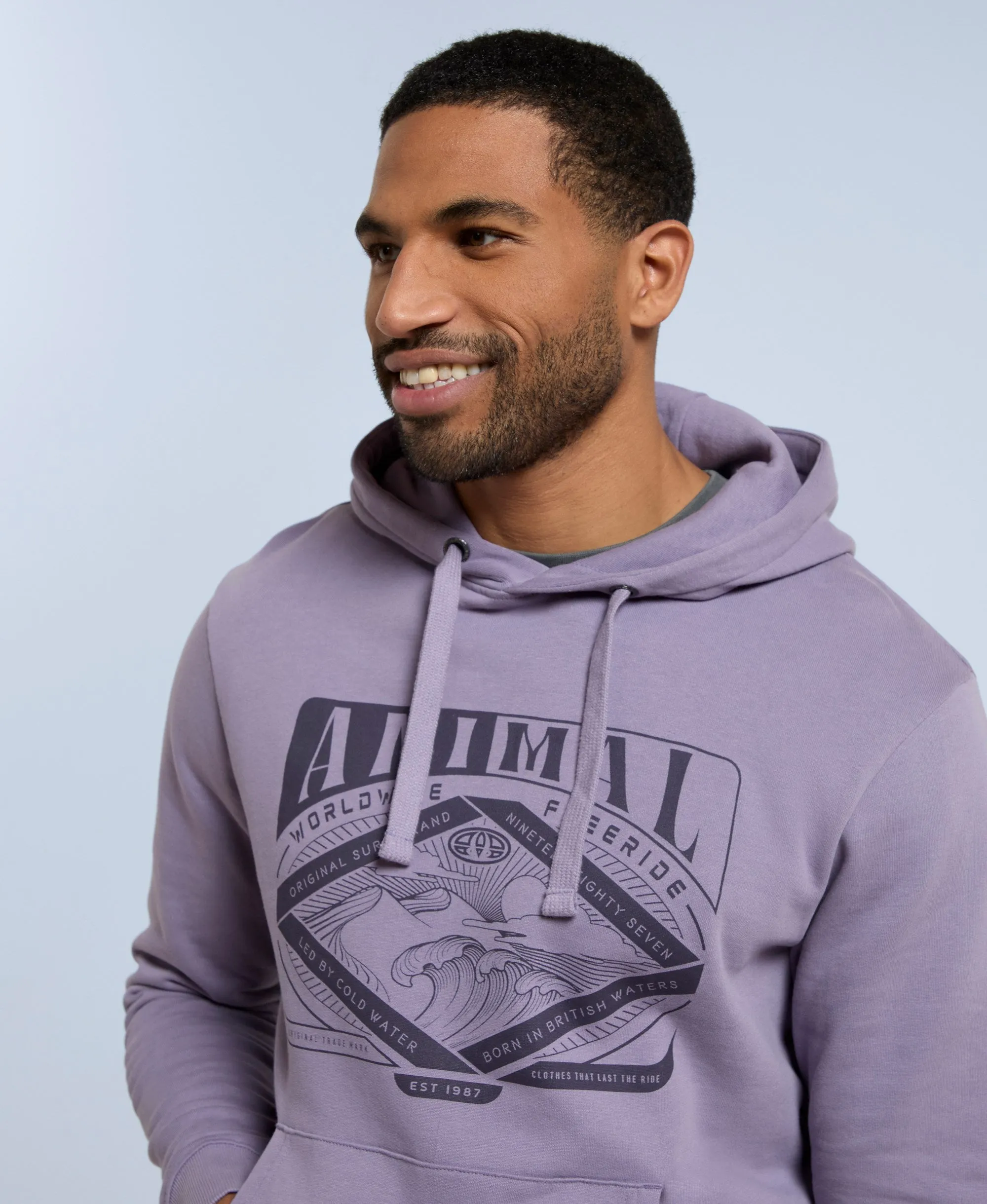 River Front Graphic Print Mens Organic Hoodie - Lilac sold by Animal product image thumbnail 5