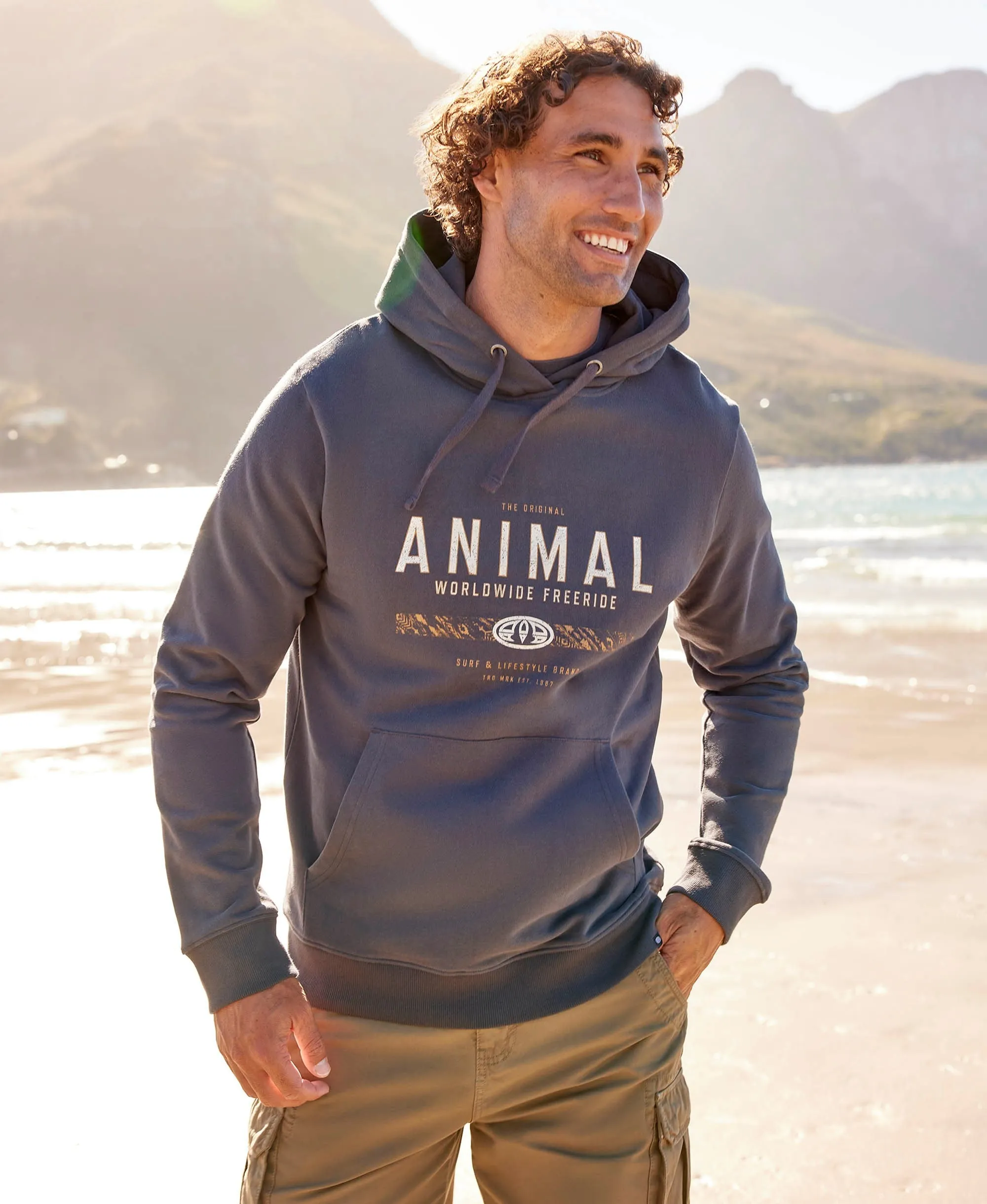 River Mens Hoodie - Charcoal sold by Animal
