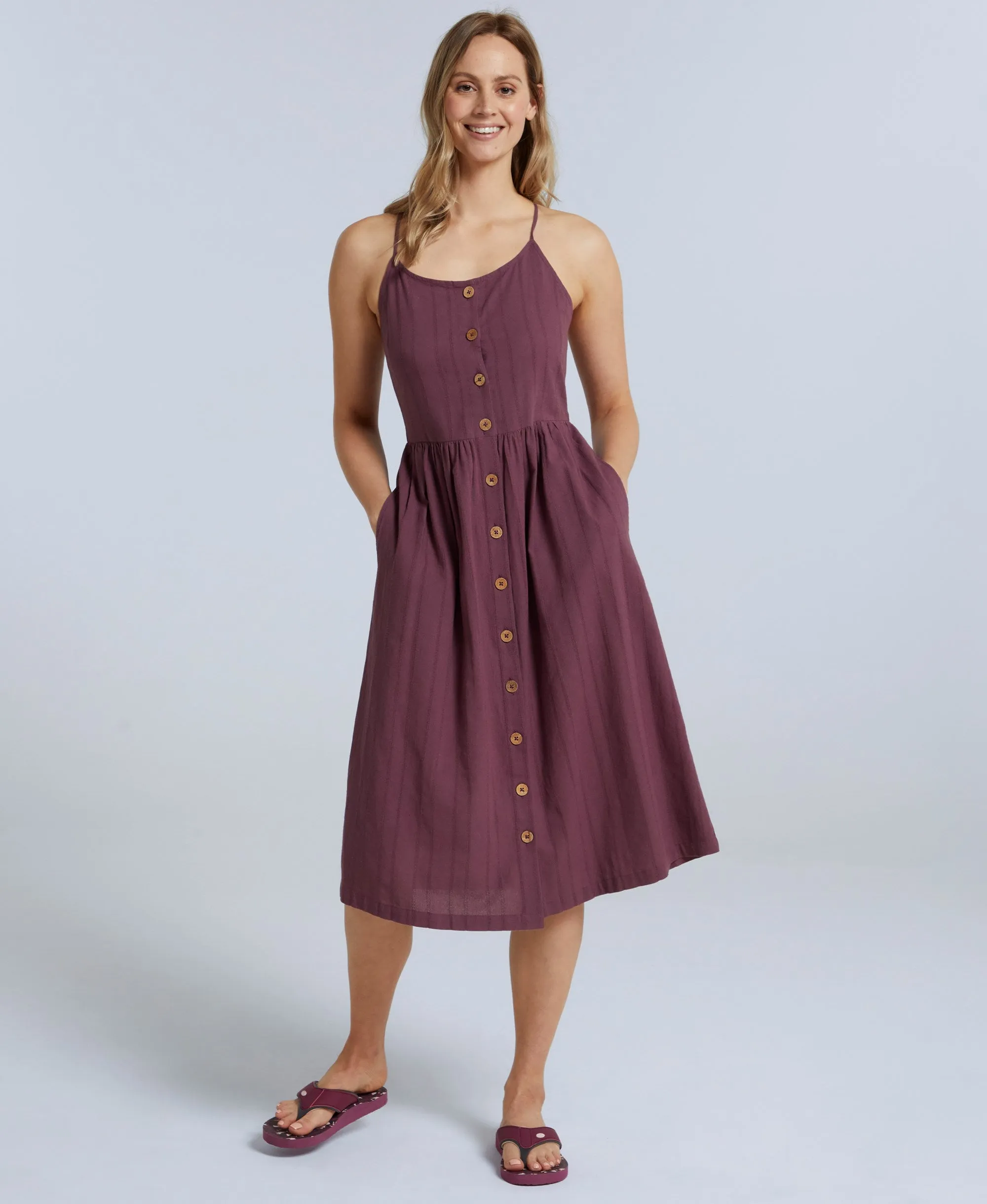 Amelia Womens Organic Dress - Burgundy sold by Animal