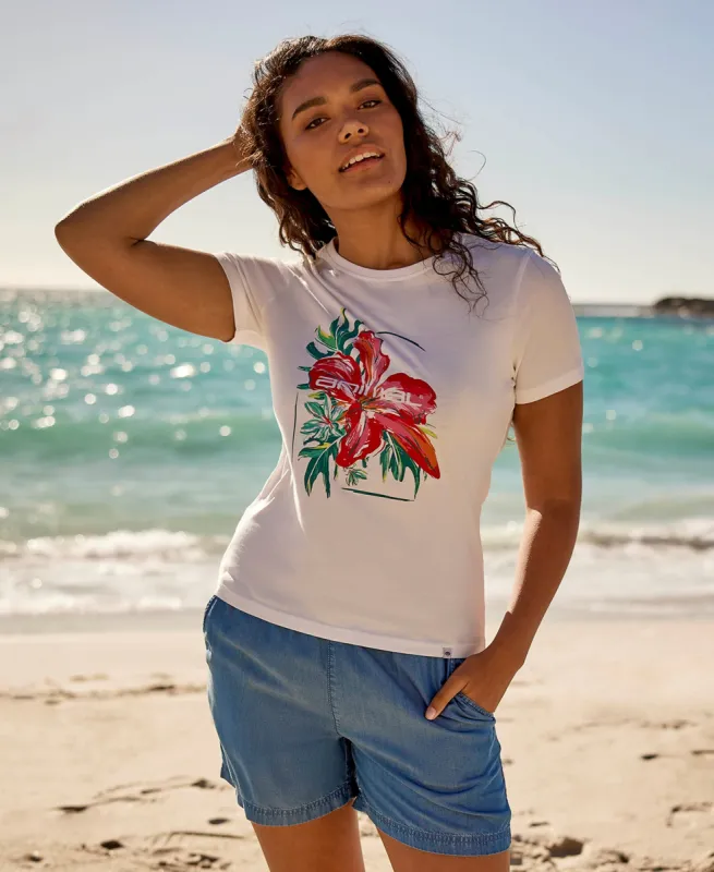 Carina Hibiscus Womens T-Shirt - White sold by Animal