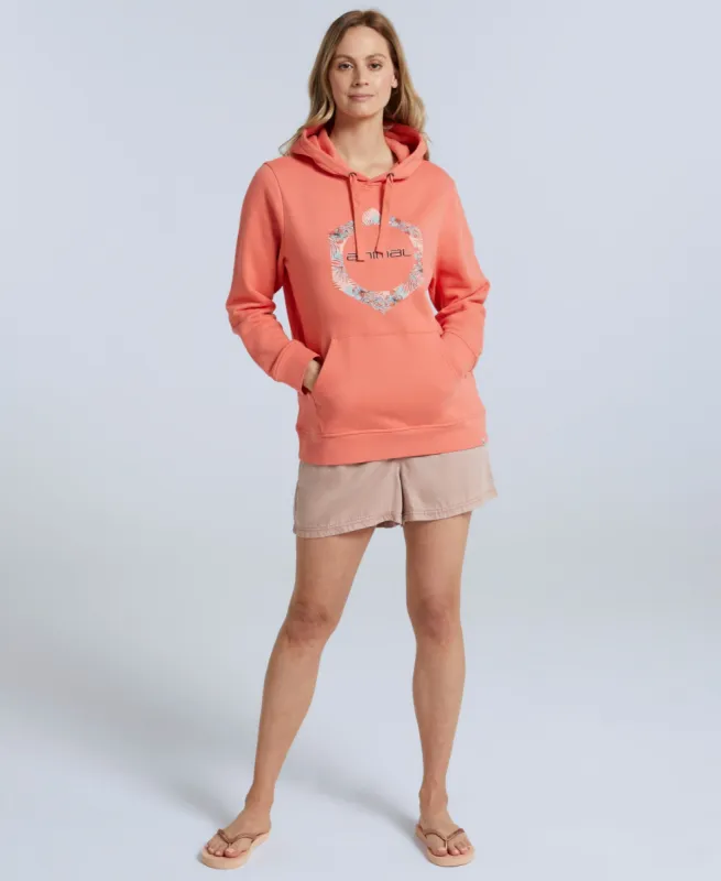 Maya Womens Organic Graphic Hoodie - Coral sold by Animal