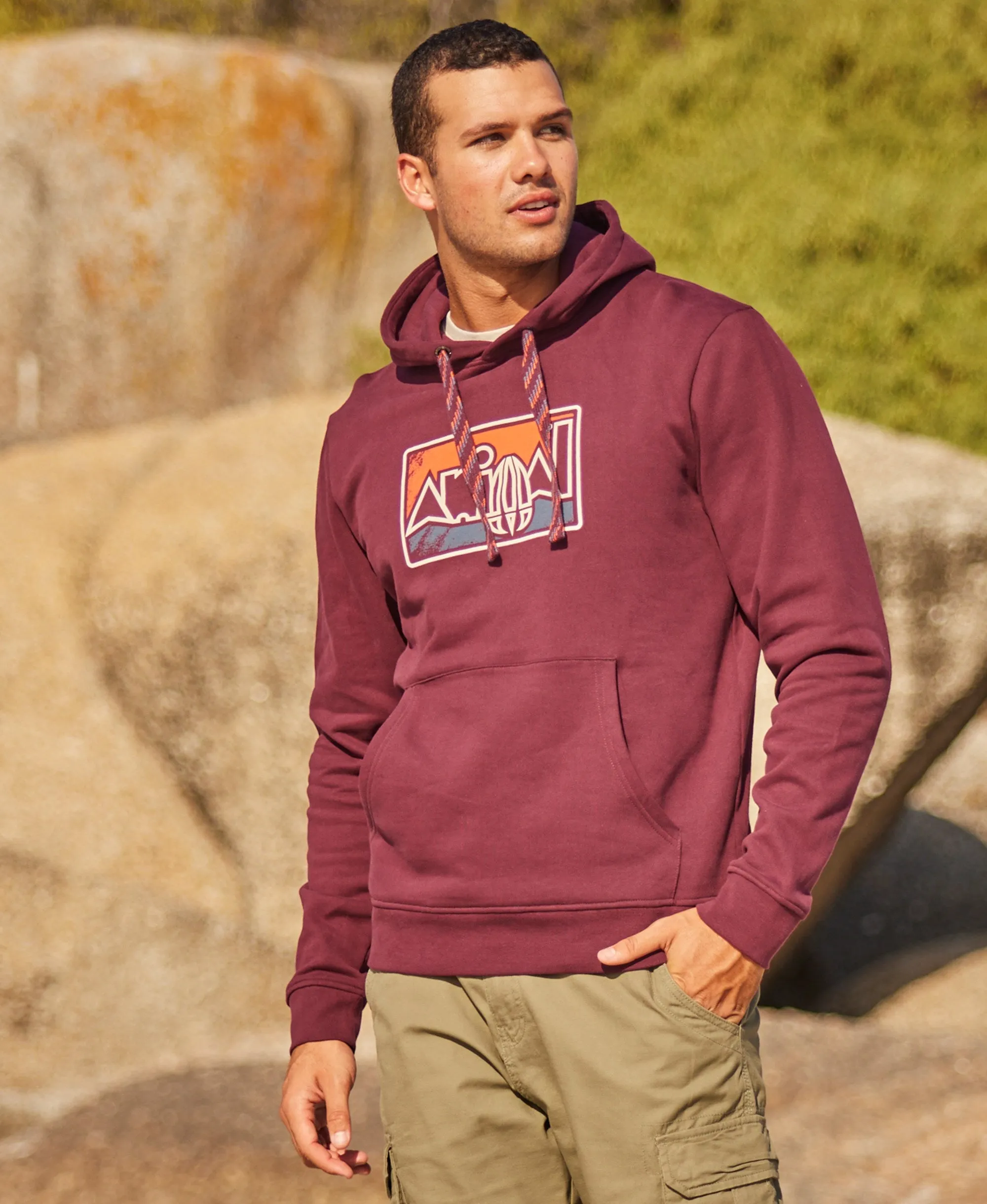 River Mens Printed Hoodie - Burgundy sold by Animal