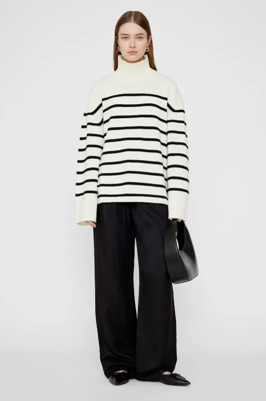 Courtney Sweater - Ivory And Black Stripe sold by Anine Bing