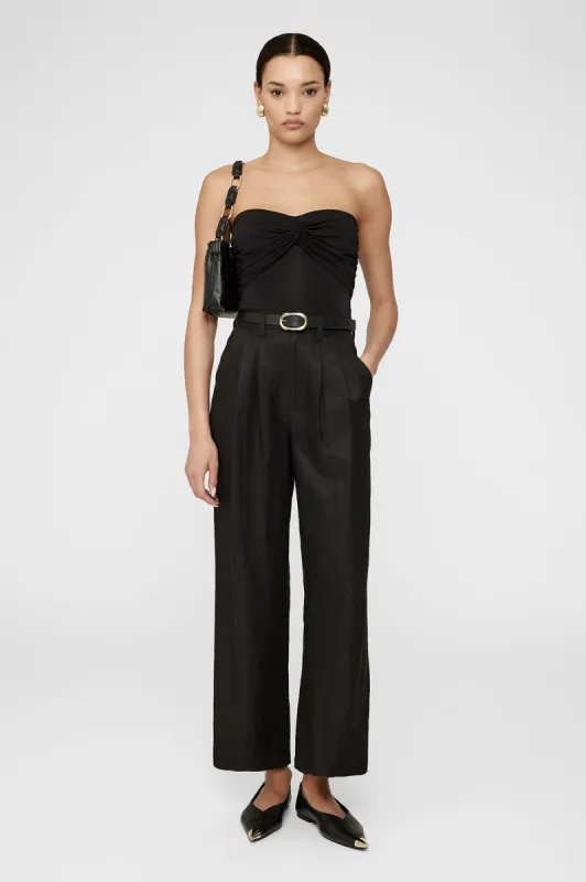 Carrie Ankle Pant - Black Linen Blend sold by Anine Bing