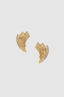 Fan Diamond Earrings - 14k Gold sold by Anine Bing