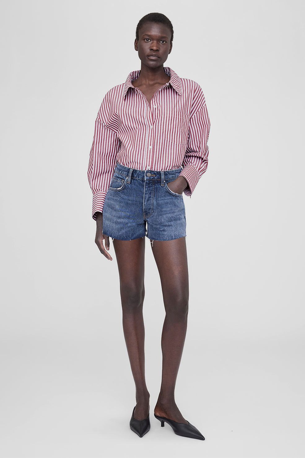 Mika Shirt - Red And White Stripe sold by Anine Bing