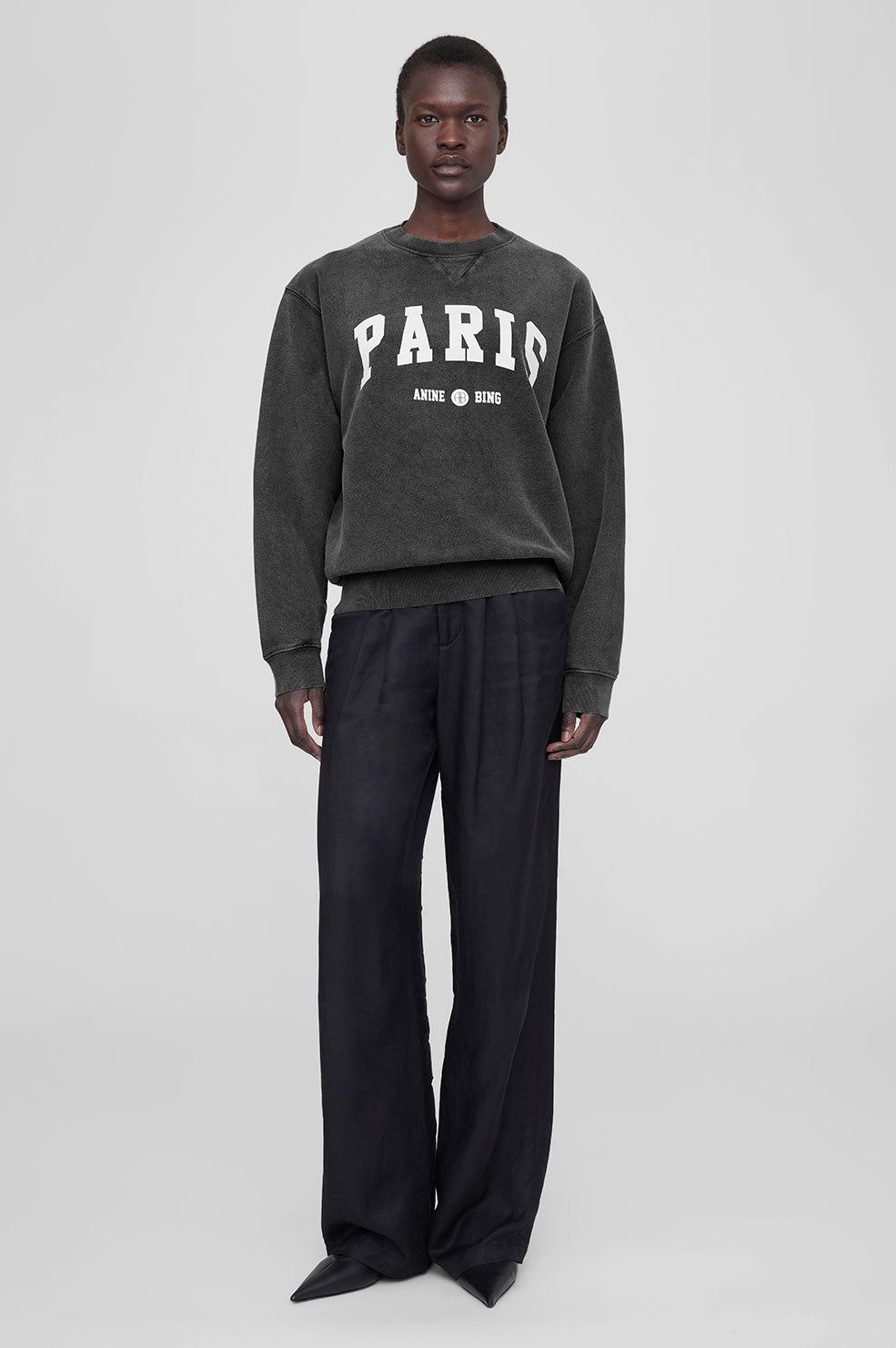 Ramona Sweatshirt University Paris - Washed Black sold by Anine Bing