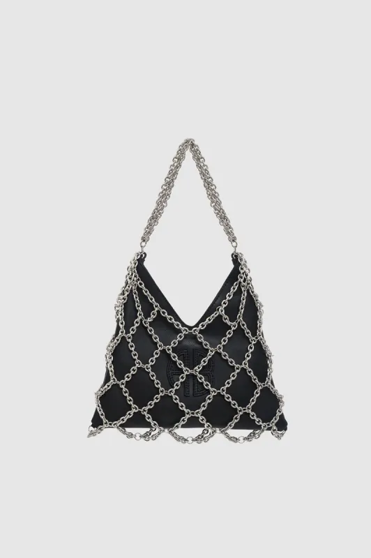 Mini Gaia Chain Bag - Black And Silver sold by Anine Bing