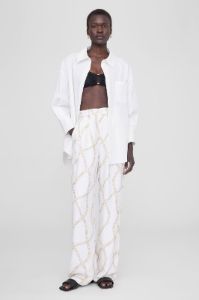 Carrie Pant - Cream And Tan Link Print sold by Anine Bing