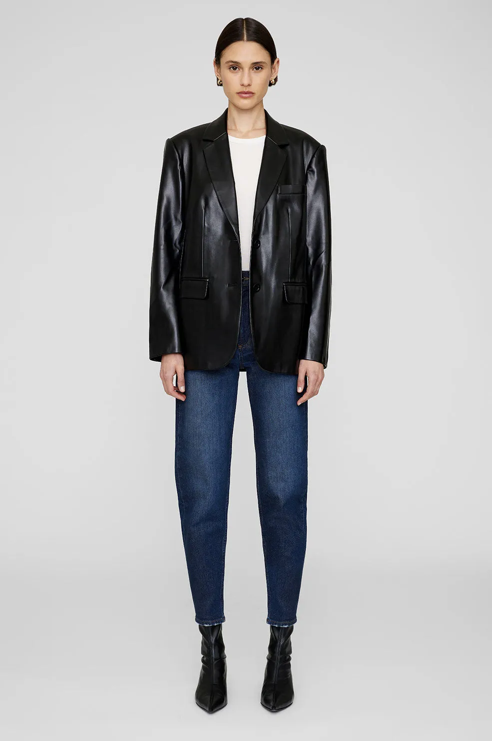 Classic Blazer - Black Recycled Leather sold by Anine Bing