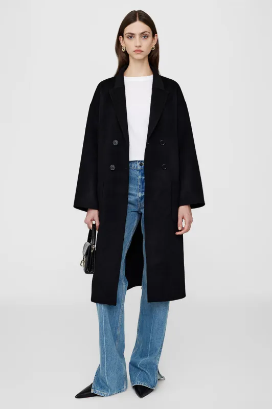 Dylan Coat - Black Cashmere Blend sold by Anine Bing