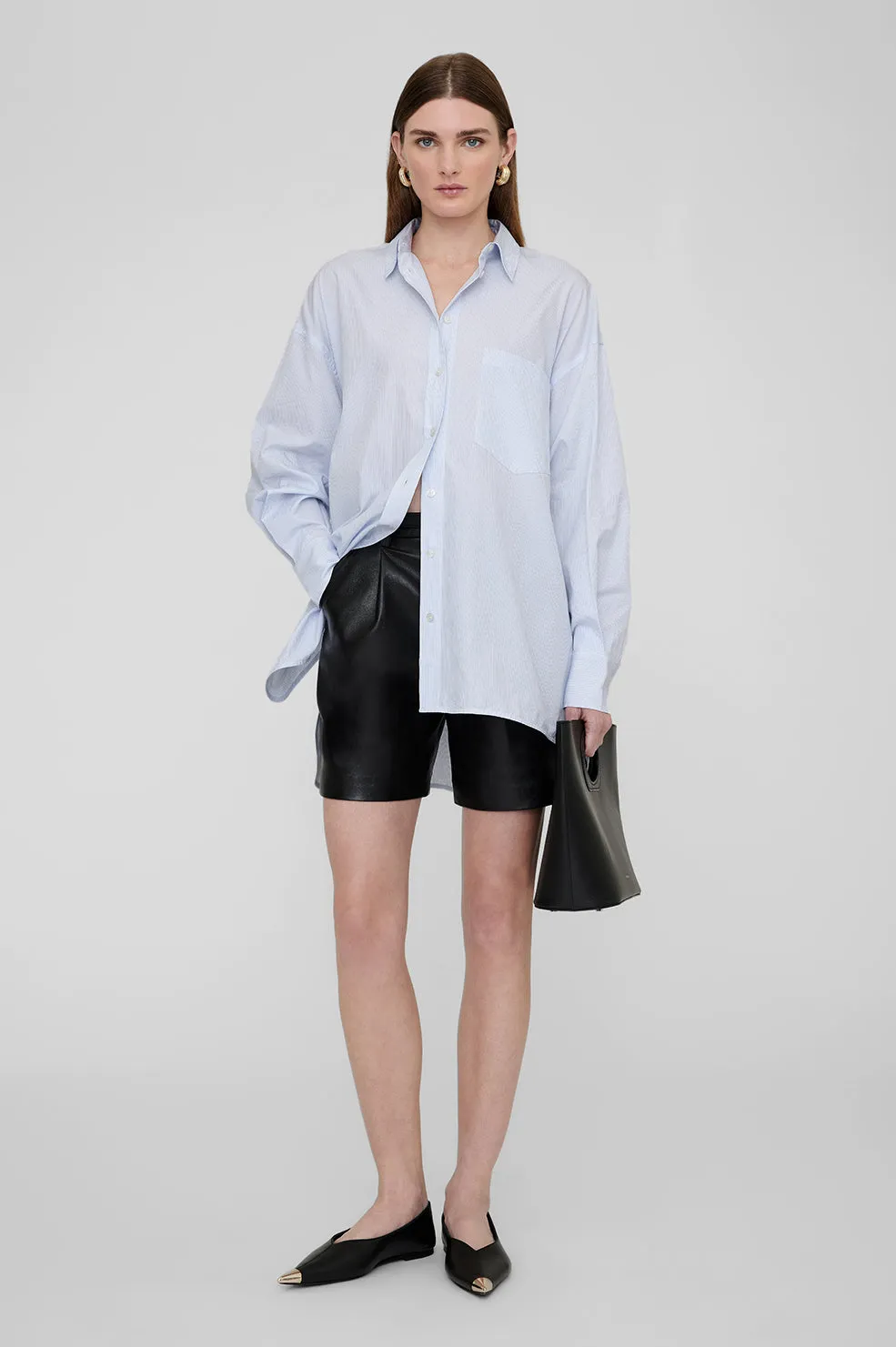 Chrissy Shirt - Blue And White Stripe sold by Anine Bing