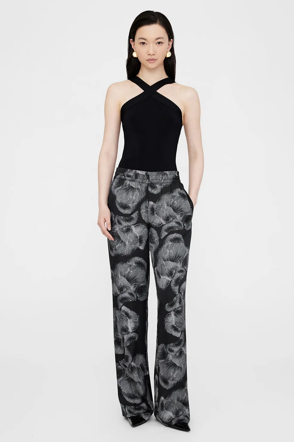 Soto Pant - Black Mushroom Print sold by Anine Bing