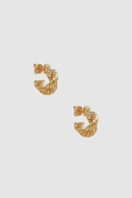 Twist Rope Hoop Earrings - Gold sold by Anine Bing