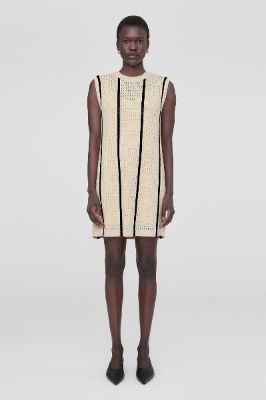 Lanie Dress - Ivory And Black Stripe sold by Anine Bing