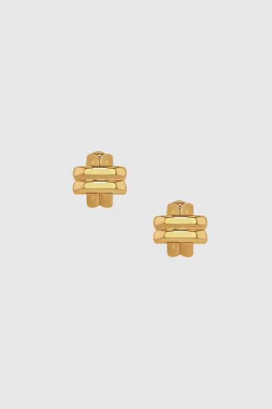 Double Cross Earrings - Gold sold by Anine Bing