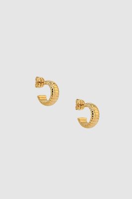 Small Coil Hoop Earrings - Gold sold by Anine Bing