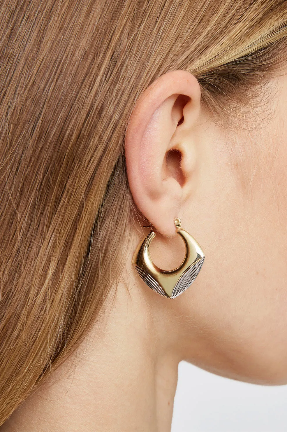 Two Tone Squared Hoop Earrings - 14k Gold sold by Anine Bing product image thumbnail 2
