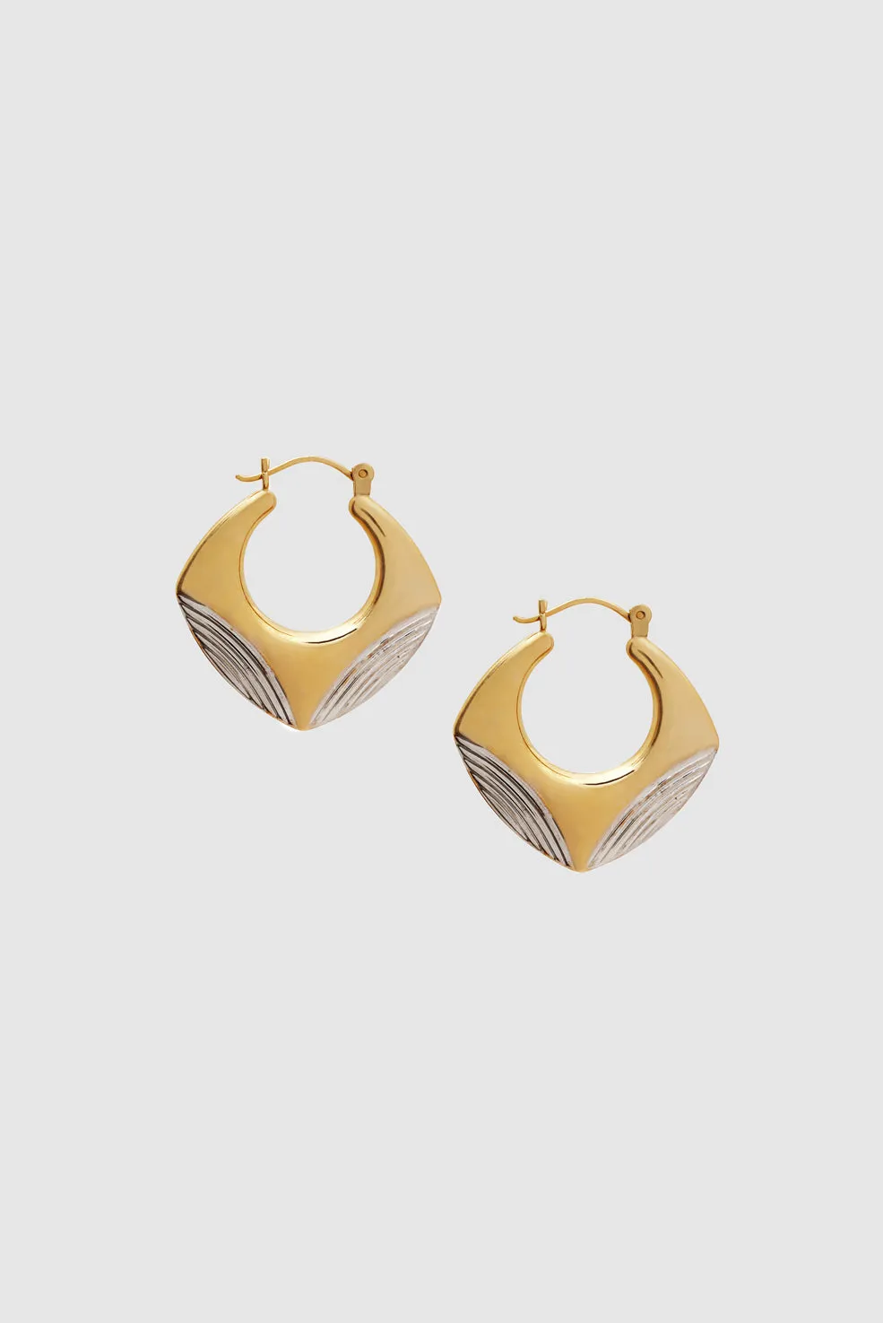 Two Tone Squared Hoop Earrings - 14k Gold sold by Anine Bing