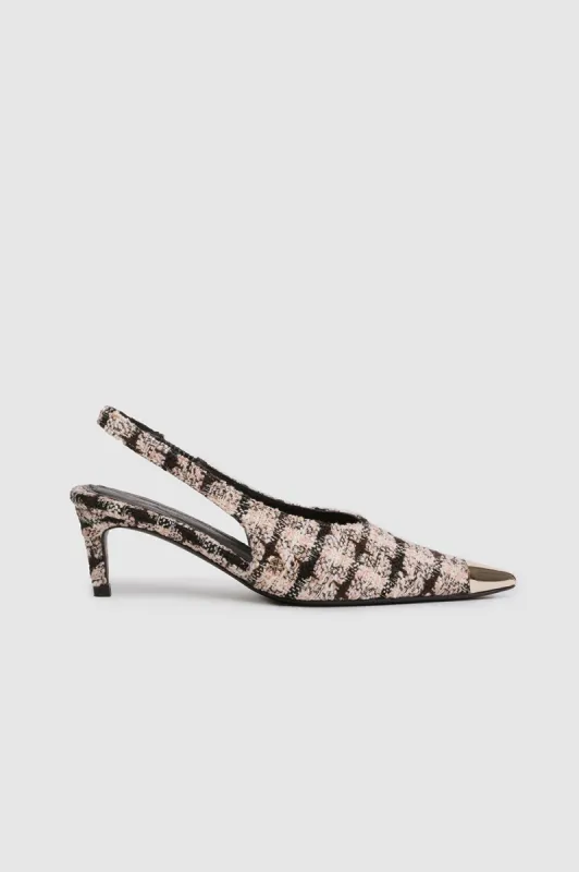 Nina Heels With Metal Toe Cap - Apricot Tweed sold by Anine Bing