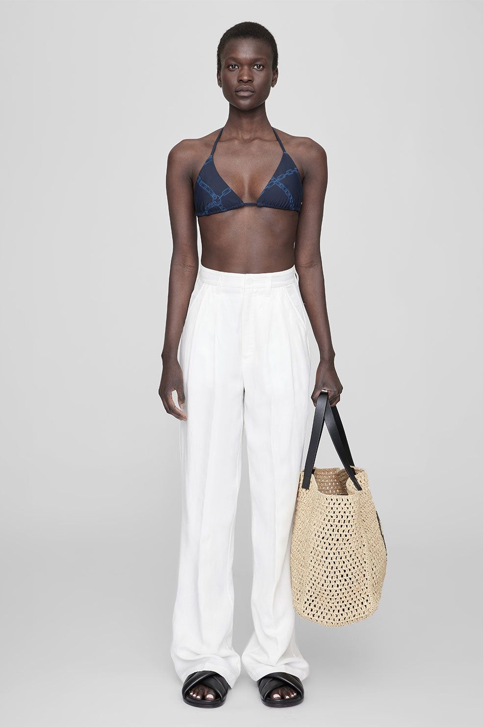 Amara Bikini Top - Navy Link Print sold by Anine Bing product image thumbnail 2