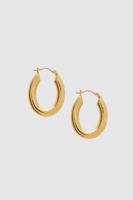 Tubular Oval Hoop Earrings - 14k Gold sold by Anine Bing