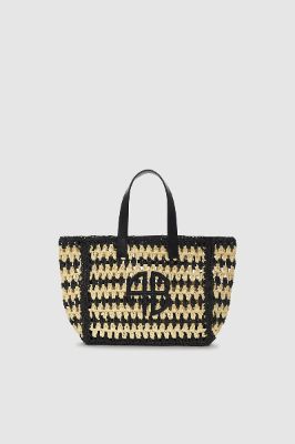 Small Rio Tote - Black And Natural Stripe sold by Anine Bing