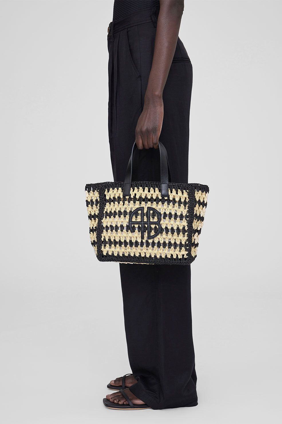 Small Rio Tote - Black And Natural Stripe sold by Anine Bing product image thumbnail 2
