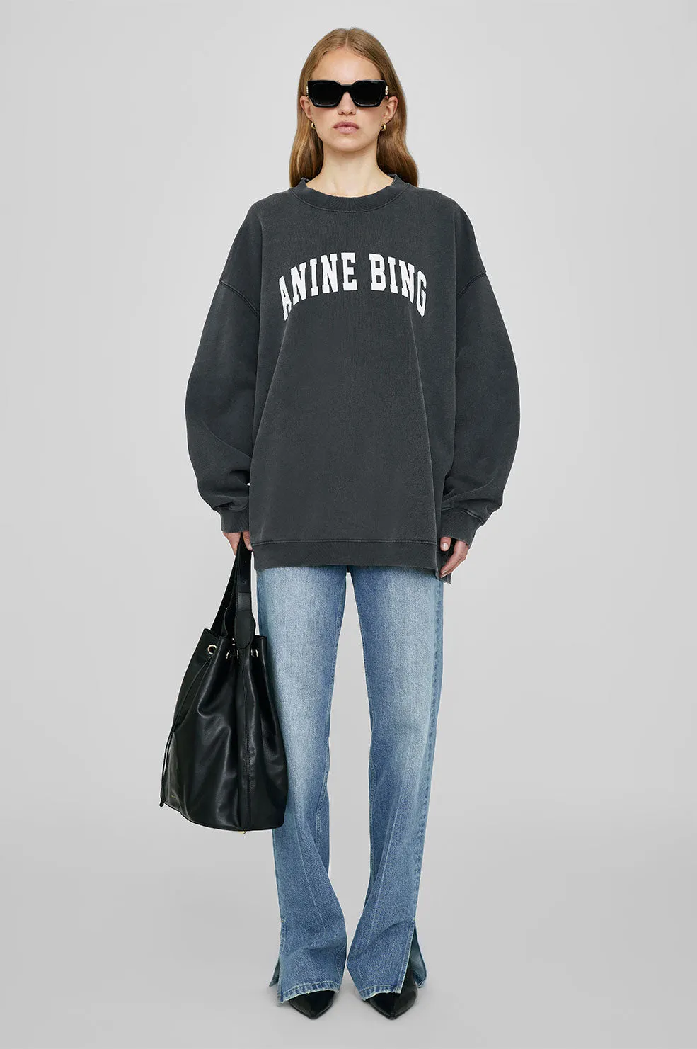 Tyler Sweatshirt - Washed Black sold by Anine Bing