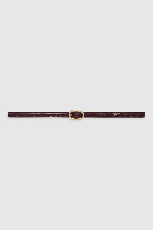 Mini Mara Belt - Burgundy Small Embossed sold by Anine Bing