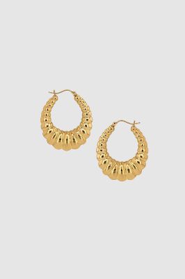 Gradual Ribbed Hoop Earrings - 14k Gold sold by Anine Bing