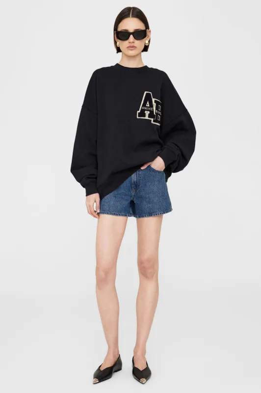Miles Oversized Sweatshirt Letterman - Black sold by Anine Bing