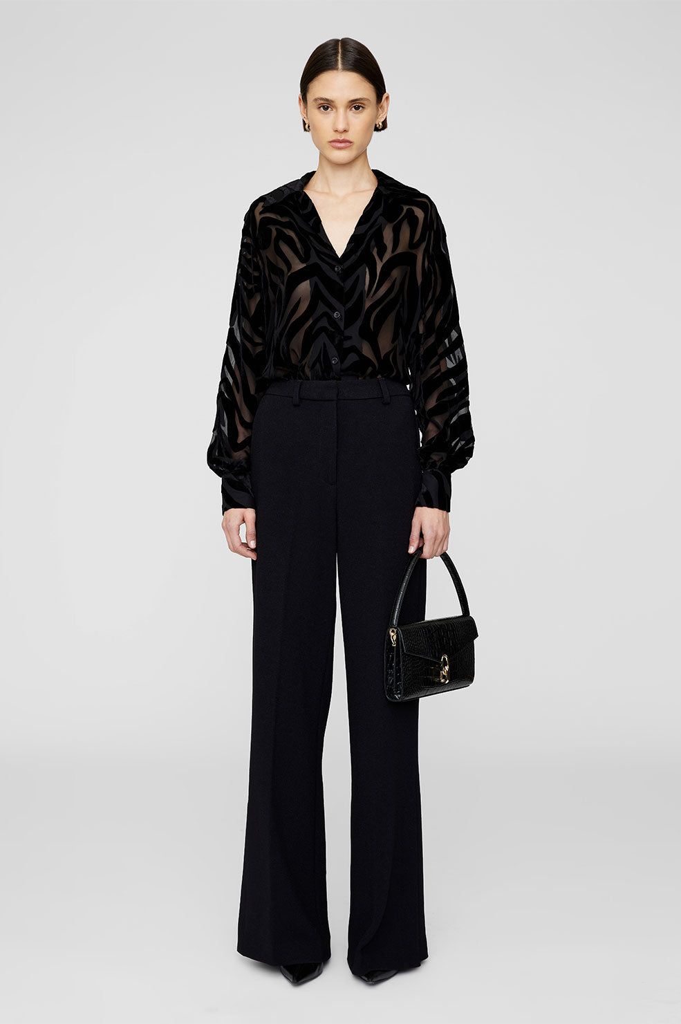 Mylah Shirt - Black Zebra Burnout sold by Anine Bing