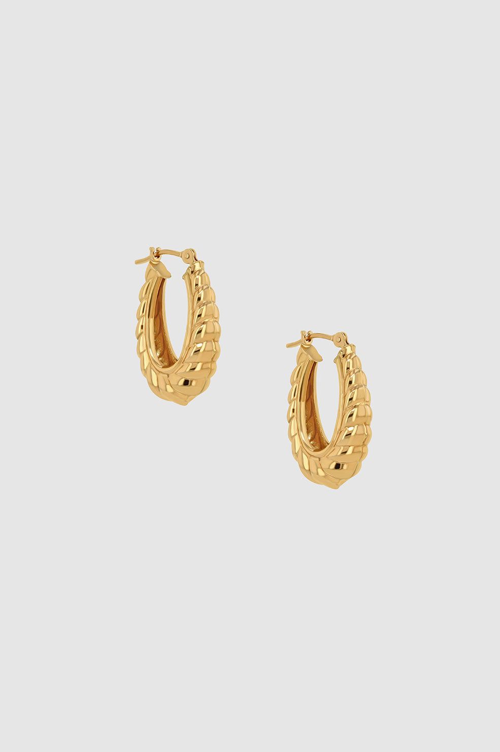 Small Ribbed Hoop Earrings - 14k Gold sold by Anine Bing product image thumbnail 2