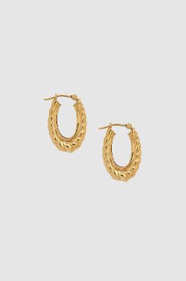 Small Ribbed Hoop Earrings - 14k Gold sold by Anine Bing
