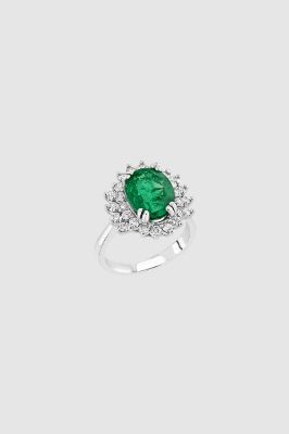Oval Cut Emerald Ring - 14k White Gold sold by Anine Bing