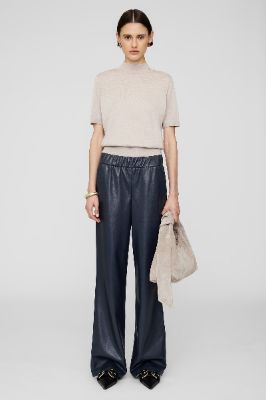 Koa Pant - Navy Vegan Leather sold by Anine Bing