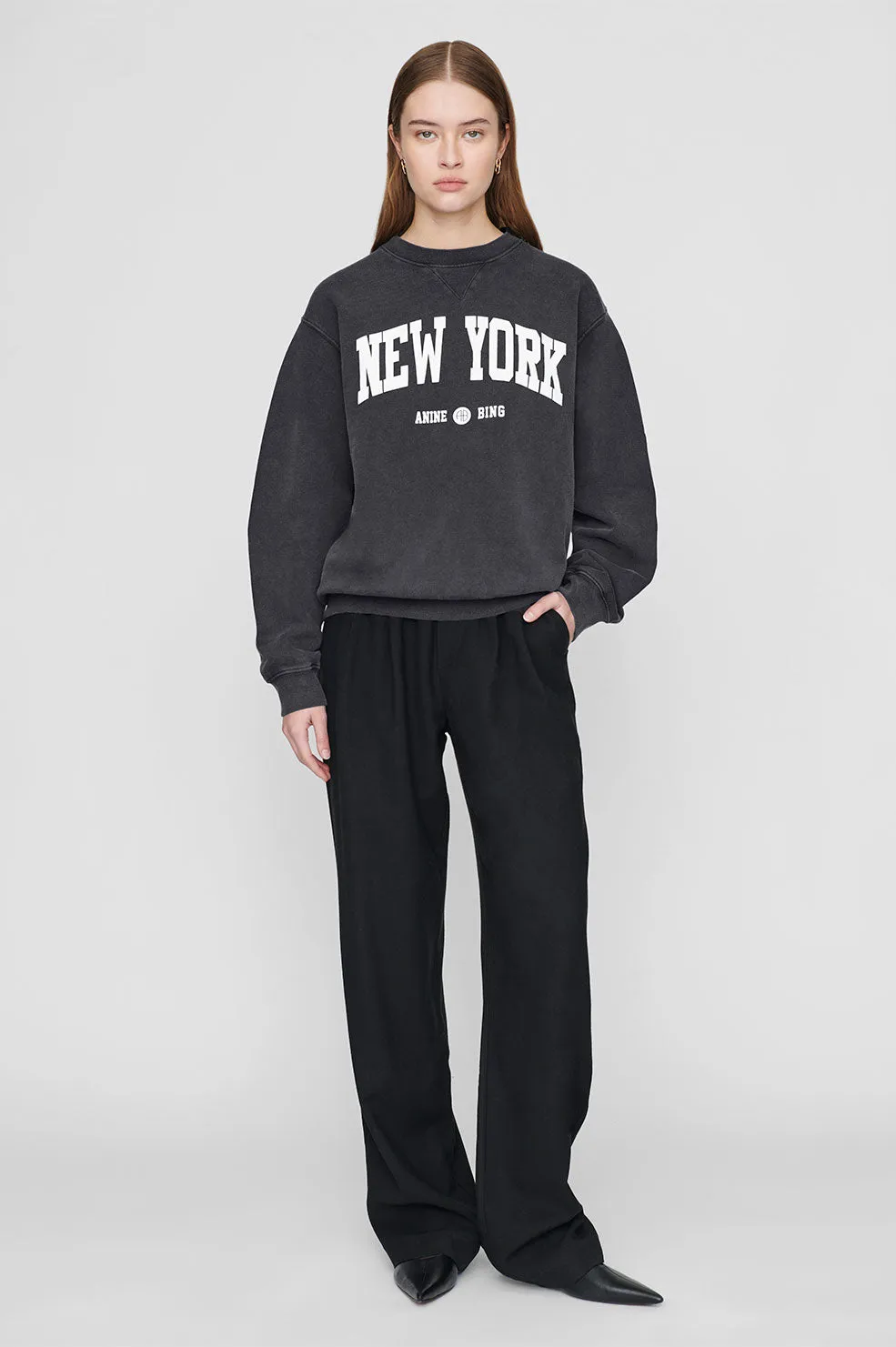 Ramona Sweatshirt University New York - Washed Black sold by Anine Bing