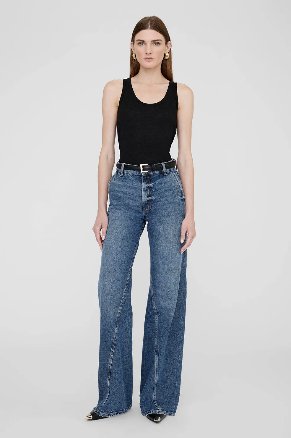 Lori Tank - Heathered Black sold by Anine Bing