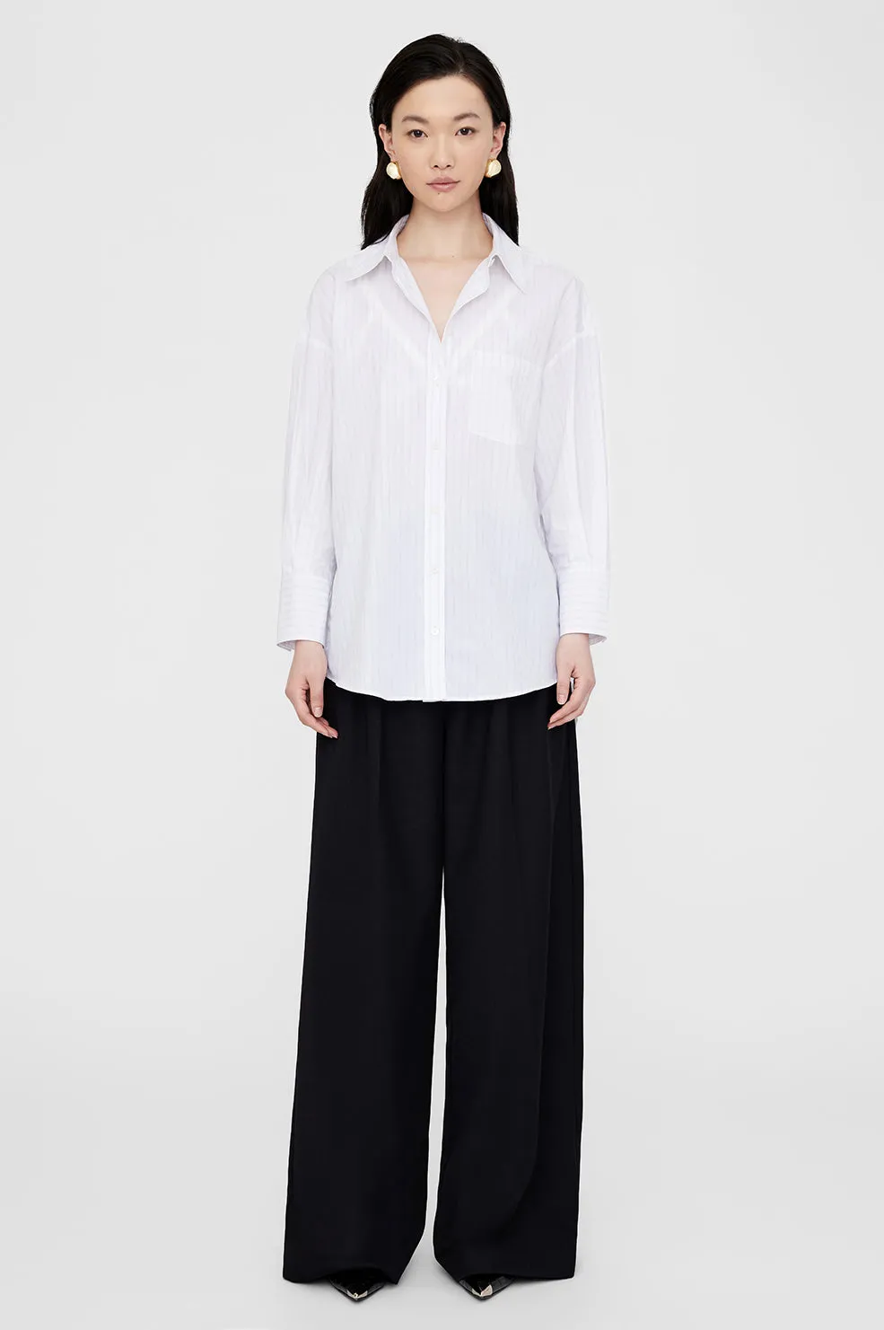 Mika Shirt - White And Black Stripe sold by Anine Bing product image thumbnail 5
