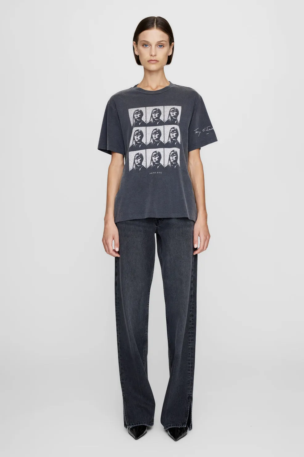 Hudson Tee AB X To X Brigitte Bardot Film - Washed Black sold by Anine Bing