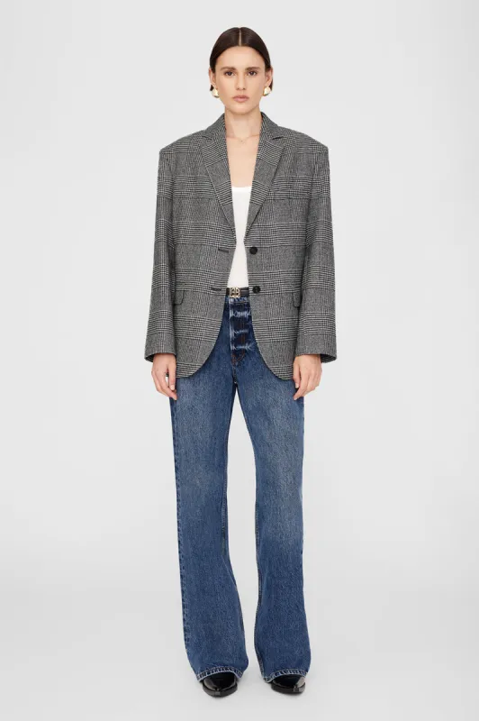 Quinn Blazer - Black And Grey Plaid sold by Anine Bing