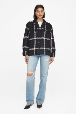 Flynn Jacket - Black Check sold by Anine Bing