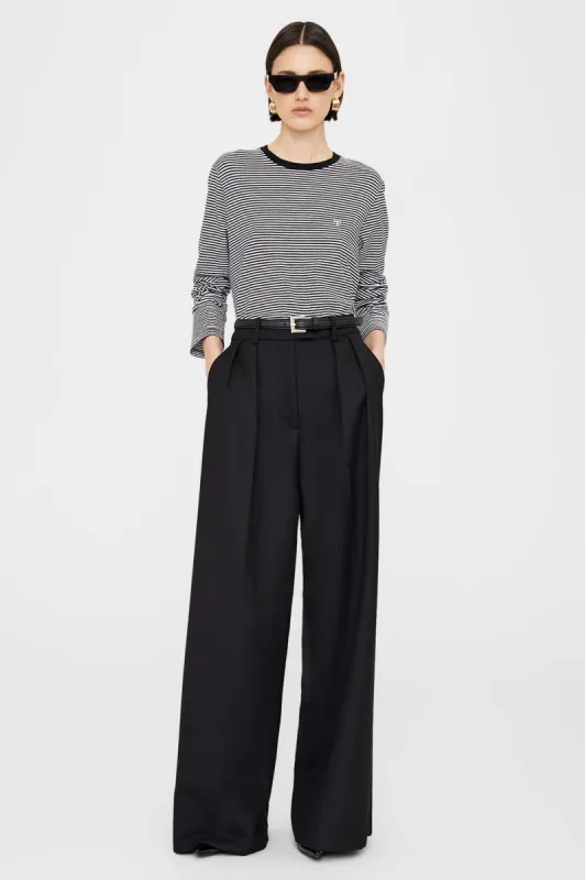 Rylan Tee - Black And White Stripe sold by Anine Bing