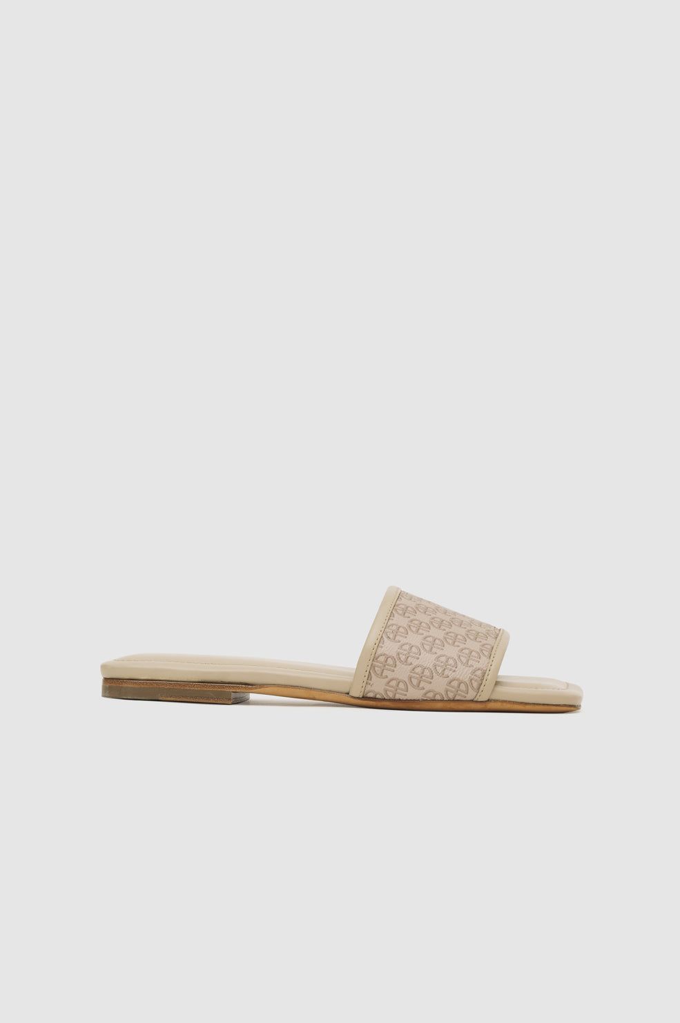 Ria Slides - Beige Monogram Print sold by Anine Bing