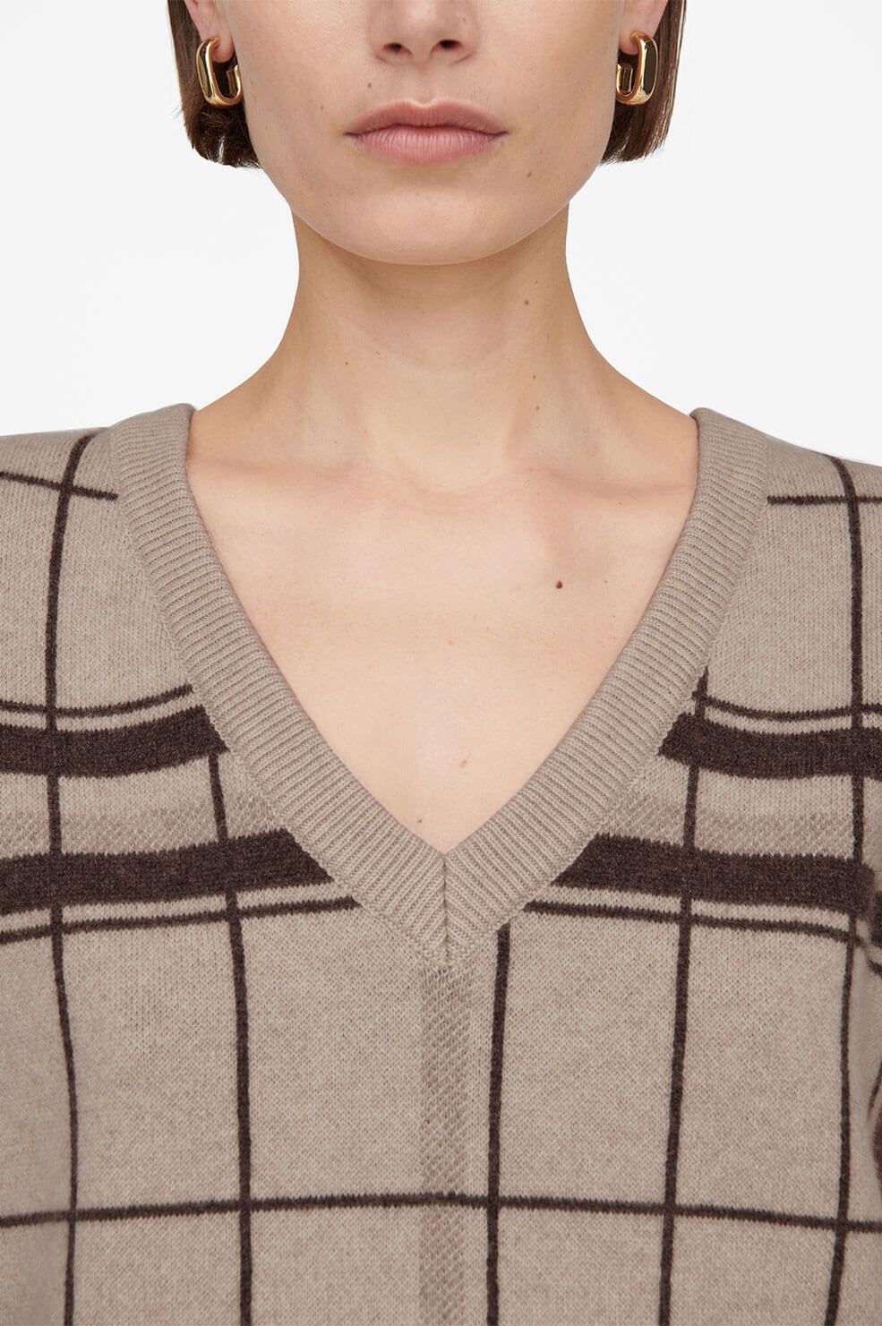 Fiona Sweater Vest - Khaki Plaid sold by Anine Bing product image thumbnail 2