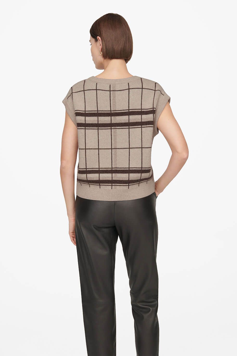 Fiona Sweater Vest - Khaki Plaid sold by Anine Bing product image thumbnail 4