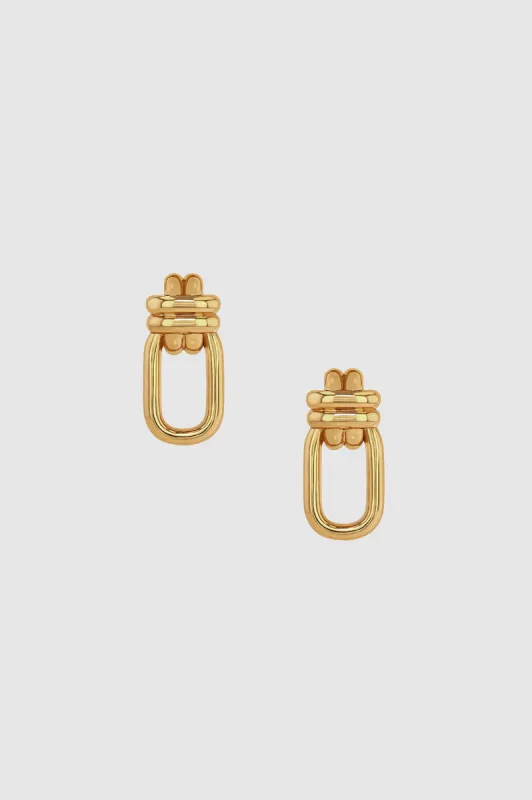 Signature Link Double Cross Earrings - Gold sold by Anine Bing