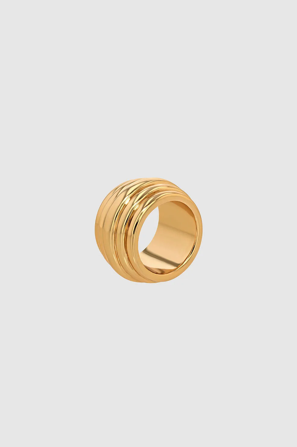 Chunky Ribbed Ring - Gold sold by Anine Bing