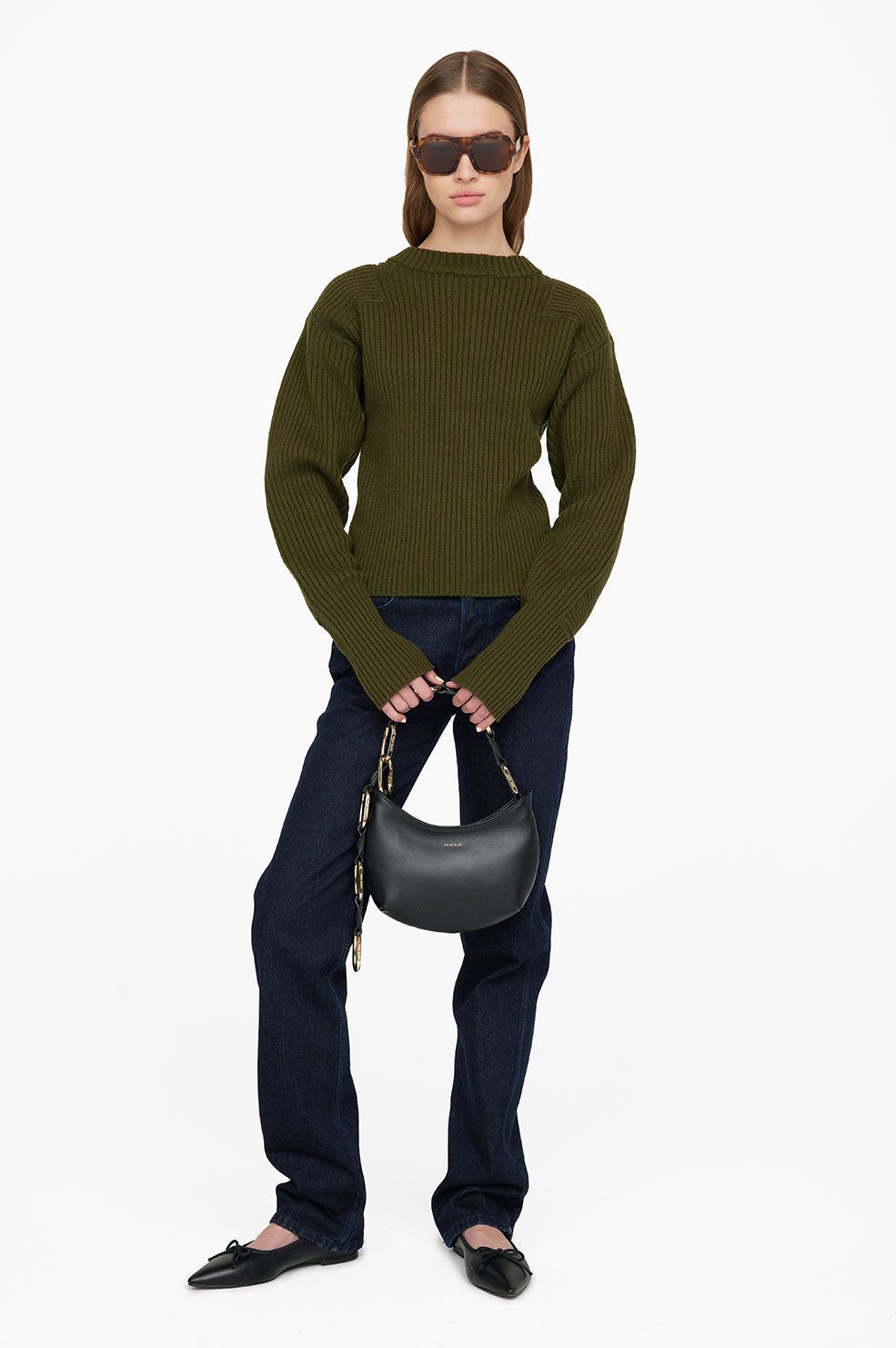 Aurora Sweater - Army Green sold by Anine Bing